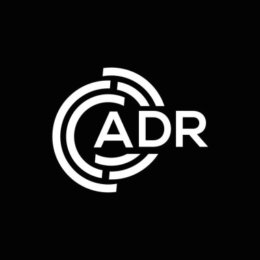 Siyah arka planda ADR harf logosu tasarımı. ADR yaratıcı harflerin baş harfleri logo kavramı. ADR harf tasarımı.