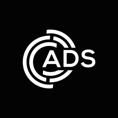 Siyah arka planda ADS harfi logo tasarımı. ADS yaratıcı harfler logosu konsepti. ADS harf tasarımı.