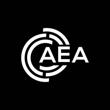 Siyah arka planda AEA harf logosu tasarımı. AEA yaratıcı harfler logosu konsepti. AEA harf tasarımı.