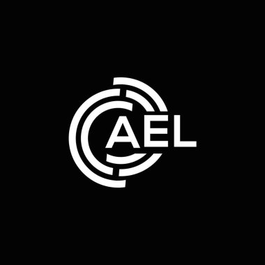 Siyah arka planda AEL harf logosu tasarımı. AEL yaratıcı harfler logosu konsepti. AEL harf tasarımı.