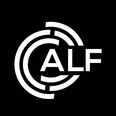 Siyah arka planda ALF harf logosu tasarımı. ALF yaratıcı harflerin baş harfleri logo kavramı. ALF harf tasarımı.