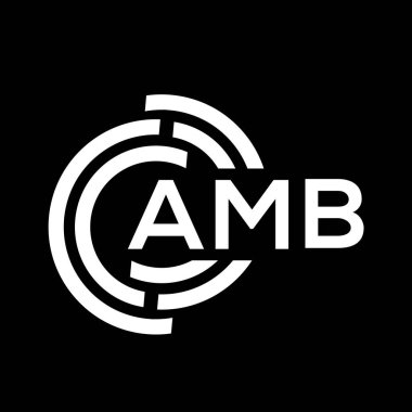 Siyah arka planda AMB harfi logo tasarımı. AMB yaratıcı harflerin baş harfleri logo kavramı. AMB harf tasarımı.