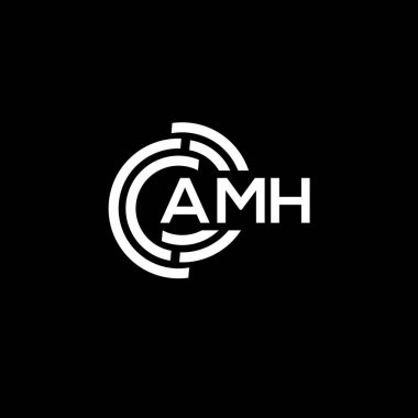 Siyah arka planda AMH harf logosu tasarımı. AMH yaratıcı harflerin baş harfleri logo kavramı. AMH harf tasarımı.
