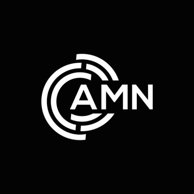 Siyah arka planda AMN harf logosu tasarımı. AMN yaratıcı harflerin baş harfleri logo kavramı. AMN harf tasarımı.