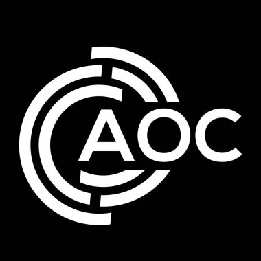 Siyah arka planda AOC harf logosu tasarımı. AOC yaratıcı harflerin baş harfleri logo kavramı. AOC harf tasarımı.