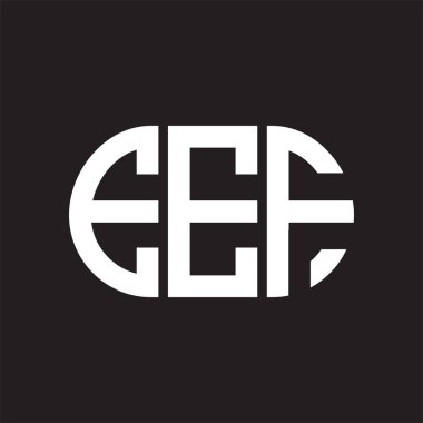 Siyah arkaplanda EEF harfi logosu tasarımı. EEF yaratıcı harflerin baş harfleri logo kavramı. EEF harf tasarımı.