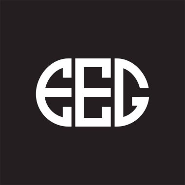 Siyah arkaplanda EEG harf logosu tasarımı. EEG yaratıcı harflerin baş harfleri logo kavramı. EEG harf tasarımı.