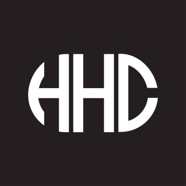 Siyah arka planda HHC harf logosu tasarımı. HHC yaratıcı harflerin baş harfleri logo kavramı. HHC harf tasarımı.