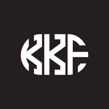 Siyah arkaplanda KKF harf logosu tasarımı. KKF yaratıcı harflerin baş harfleri logo kavramı. KKF harf tasarımı.