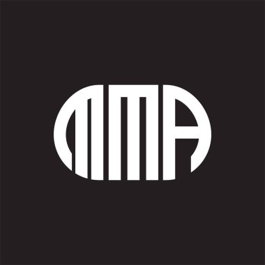 Siyah arka planda MMA harf logosu tasarımı. MMA yaratıcı harfler logosu konsepti. MMA harf tasarımı.