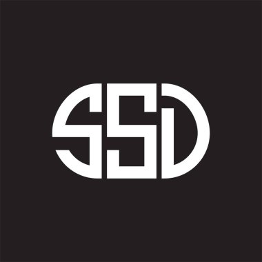 Siyah arkaplanda SSD harf logosu tasarımı. SSD yaratıcı harflerin baş harfleri logo kavramı. SSD harf tasarımı.