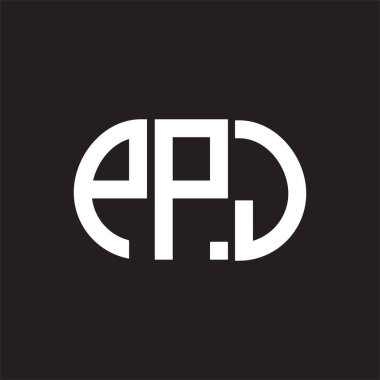 Siyah arkaplanda PPJ harf logosu tasarımı. PPJ yaratıcı harflerin baş harfleri logo kavramı. PPJ harf tasarımı.