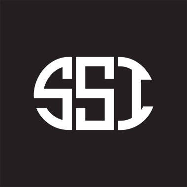 Siyah arka planda SSI harfi logo tasarımı. SSI yaratıcı harflerin baş harfleri logo kavramı. SSI harf tasarımı.