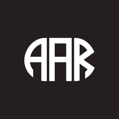 Siyah arkaplanda AAR harfi logosu tasarımı. AAR yaratıcı harfler logosu konsepti. AAR harf tasarımı.