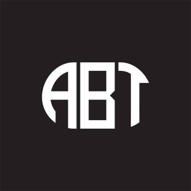 Siyah arka planda ABT harf logosu tasarımı. ABT yaratıcı harflerin baş harfleri logo kavramı. ABT harf tasarımı.