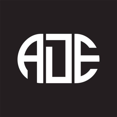 Siyah arkaplanda ADE harf logosu tasarımı. ADE yaratıcı harfler logosu konsepti. ADE harf tasarımı.