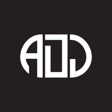 Siyah arka planda bir DJ harfi logosu tasarımı. ADJ yaratıcı harfler logosu konsepti. Bir DJ harf tasarımı.