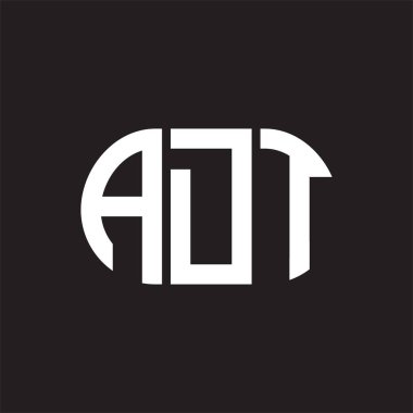 Siyah arka planda ADT harf logosu tasarımı. ADT yaratıcı harflerin baş harfleri logo kavramı. ADT harf tasarımı.