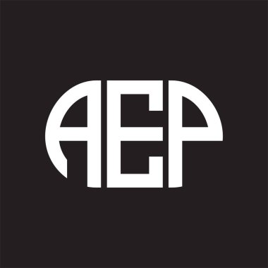 Siyah arkaplanda AEP harf logosu tasarımı. AEP yaratıcı harflerin baş harfleri logo kavramı. AEP harf tasarımı.