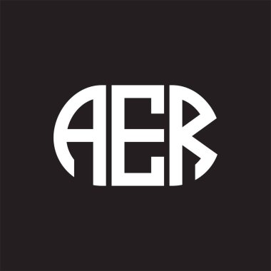 Siyah arka planda AER harf logosu tasarımı. AER yaratıcı harfler logosu konsepti. AER harf tasarımı.