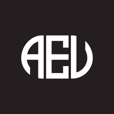 Siyah arkaplanda AEV harf logosu tasarımı. AEV yaratıcı harflerin baş harfleri logo kavramı. AEV harf tasarımı.