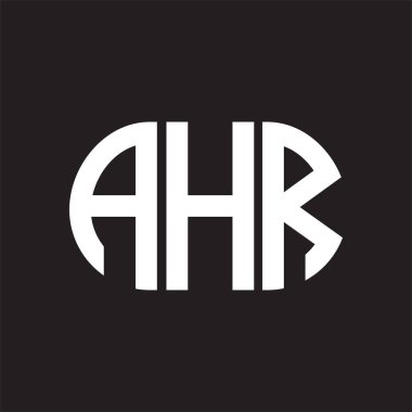 Siyah arka planda AHR harf logosu tasarımı. AHR 