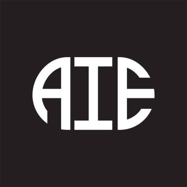 Siyah arka planda AIE harf logosu tasarımı. AIE 