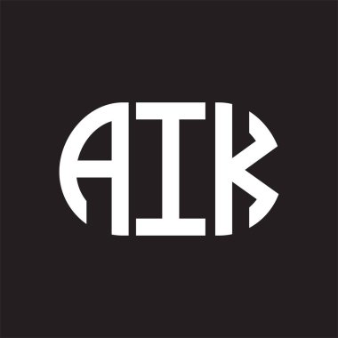 Siyah arkaplanda AIK harf logosu tasarımı. AIK 