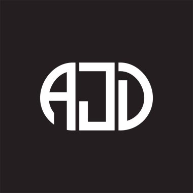 Siyah arka planda AJD harf logosu tasarımı. AJD 