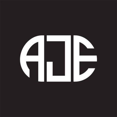 Siyah arka planda AJE harf logosu tasarımı. AJE 