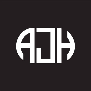 Siyah arka planda AJH harf logosu tasarımı. AJH 