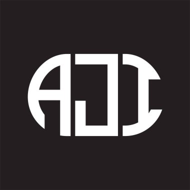 Siyah arka planda AJI harf logosu tasarımı. AJI 