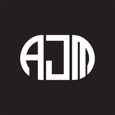 Siyah arka planda AJM harf logosu tasarımı. AJM 