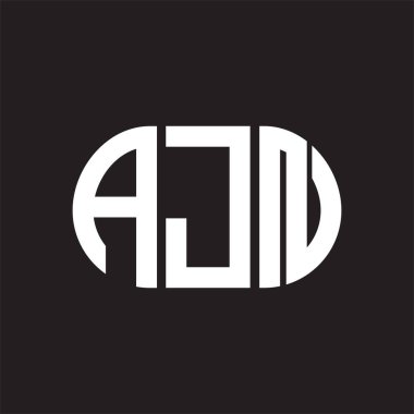Siyah arka planda AJN harf logosu tasarımı. AJN 
