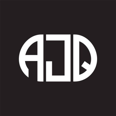 Siyah arka planda AJQ harfi logo tasarımı. AJQ 