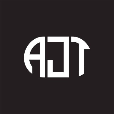 Siyah arka planda AJT harf logosu tasarımı. AJT 