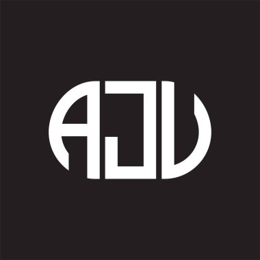 Siyah arka planda AJU harf logosu tasarımı. AJU 