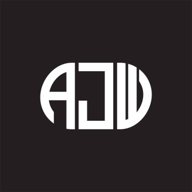 Siyah arka planda AJW harf logosu tasarımı. AJW 