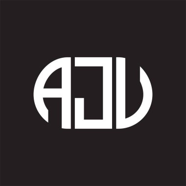 Siyah arka planda AJV harf logosu tasarımı. AJV 