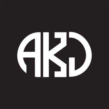 Siyah arka planda AKJ harf logosu tasarımı. AKJ 