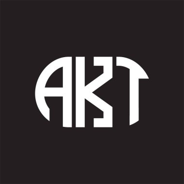 Siyah arka planda AKT harf logosu tasarımı. AKT 