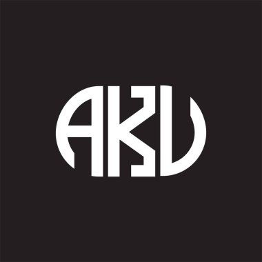 Siyah arka planda AKU harf logosu tasarımı. AKU 