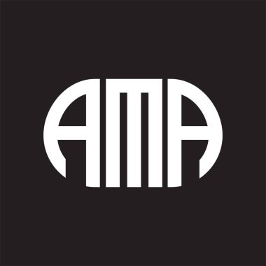 Siyah arka planda AMA harf logosu tasarımı. AMA 