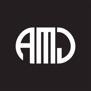 Siyah arka planda AMJ harf logosu tasarımı. AMJ 