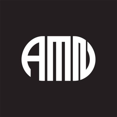 Siyah arka planda AMN harf logosu tasarımı. AMN 