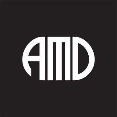 Siyah arka planda AMO harf logosu tasarımı. AMO 