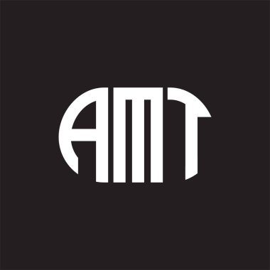 Siyah arka planda AMT harf logosu tasarımı. AMT 