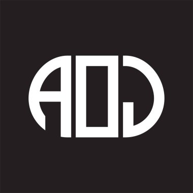Siyah arka planda AOJ harf logosu tasarımı. AOJ 