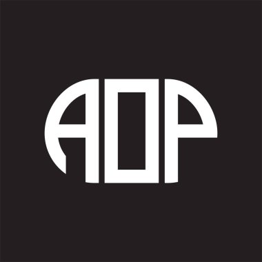 Siyah arka planda AOP harf logosu tasarımı. AOP 