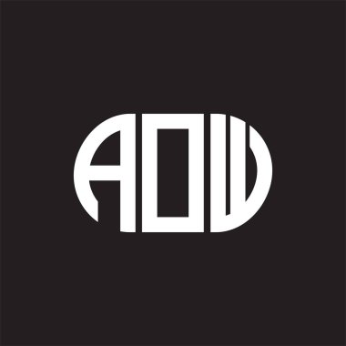 Siyah arka planda AOW harf logosu tasarımı. AOW 